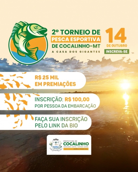 Vem ai! 2º Torneio de Pesca Esportiva de Cocalinho - MT